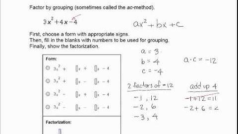 MAT 0028 ALEKS Module 6 Factoring a Quadratic by the AC Method