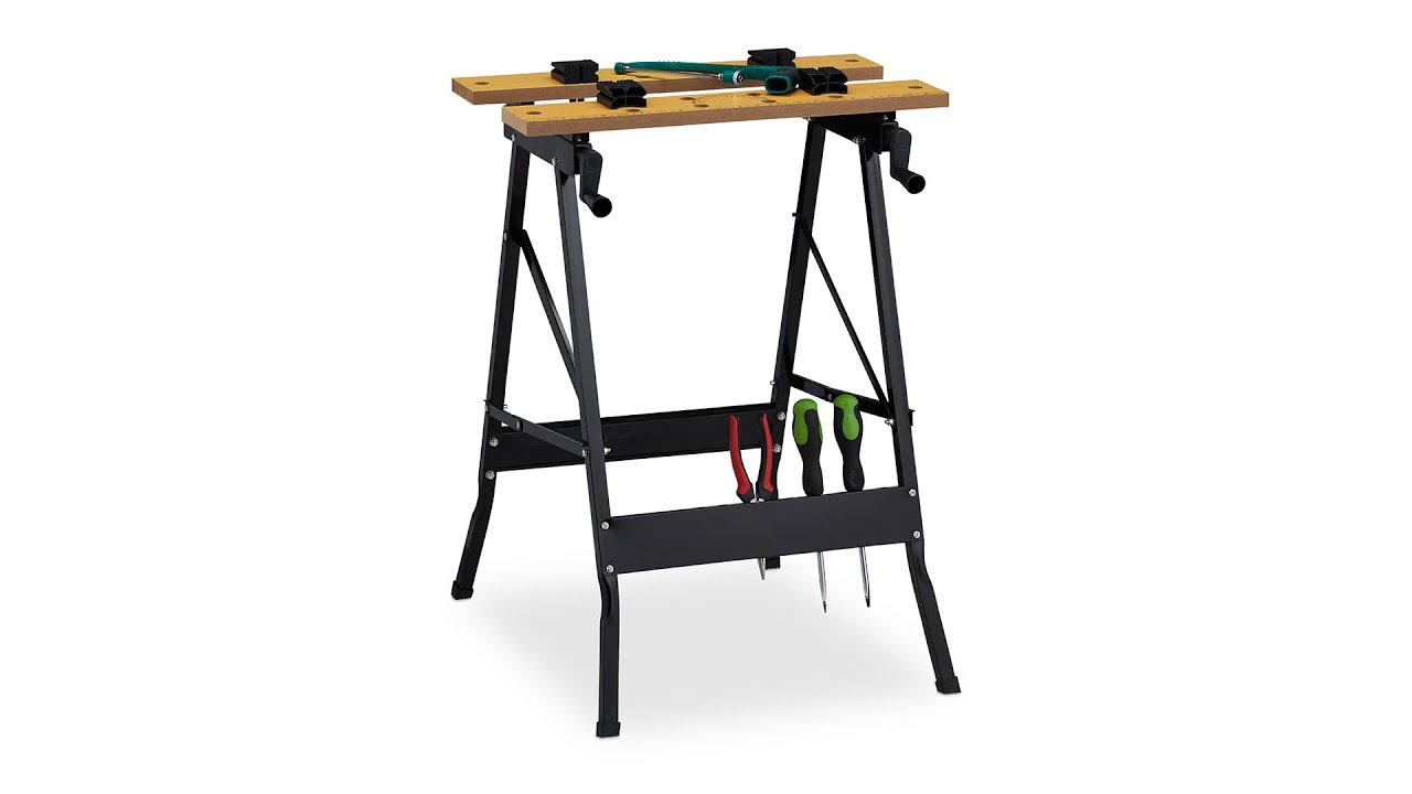 Banco De Trabajo Plegable De Acero - 100 Kg Carga, 4 Mordazas, Superficie Ajustable, 75.5x56.5x62 Cm