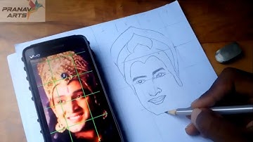 Mahabharat krishna drawing outline / grid method