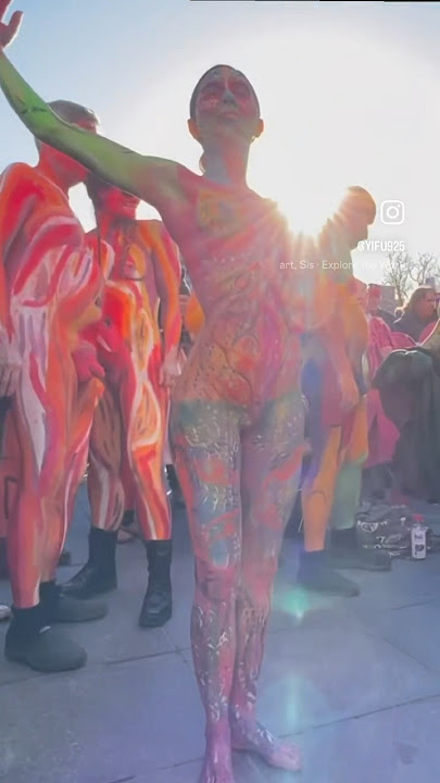 NYC Bodypainting Polar Bear Paint naked march! #nyc #shorts #art #polarbearpainting #body #artwork