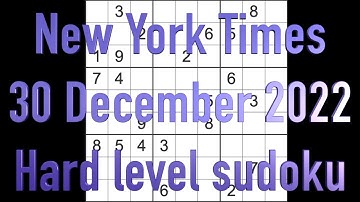Correct version – Sudoku solution – New York Times sudoku 30 December 2022 Hard level