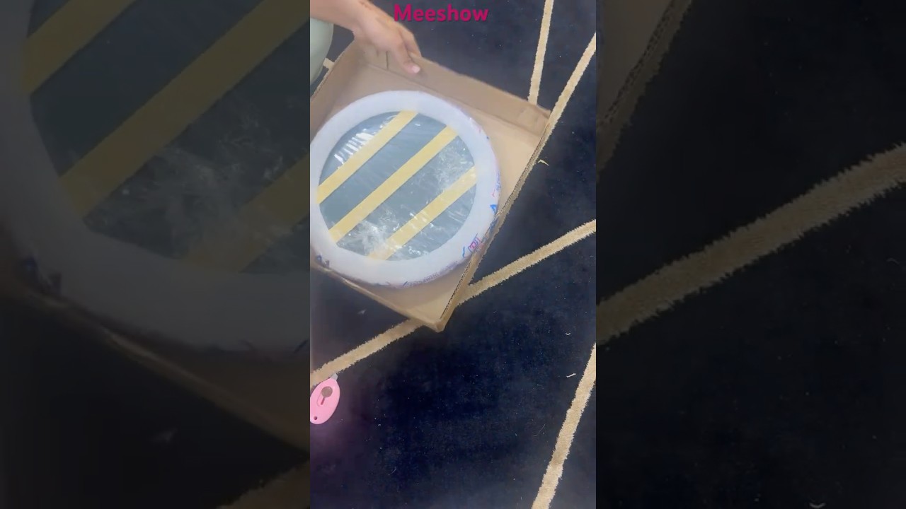 Meeshow round mirror glass wall shelf mirror with two sides tape easy to install