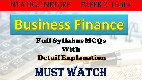 Business Finance Full Syllabus Detail with Mcqs | NTA UGC NET/JRF