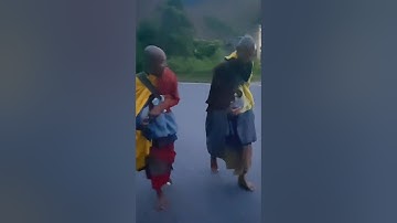 Thầy Chơn Trí và thầy đồng tu đi khất thực #suminhtue #thayminhtue #shorts