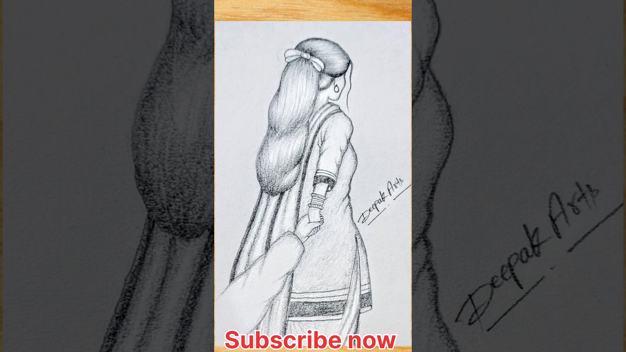 How to draw a beautiful girl back side 