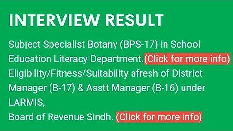 SPSC Interview Result of Subject Specialist Botany BPS-17#spsc #botany #subject #specialist