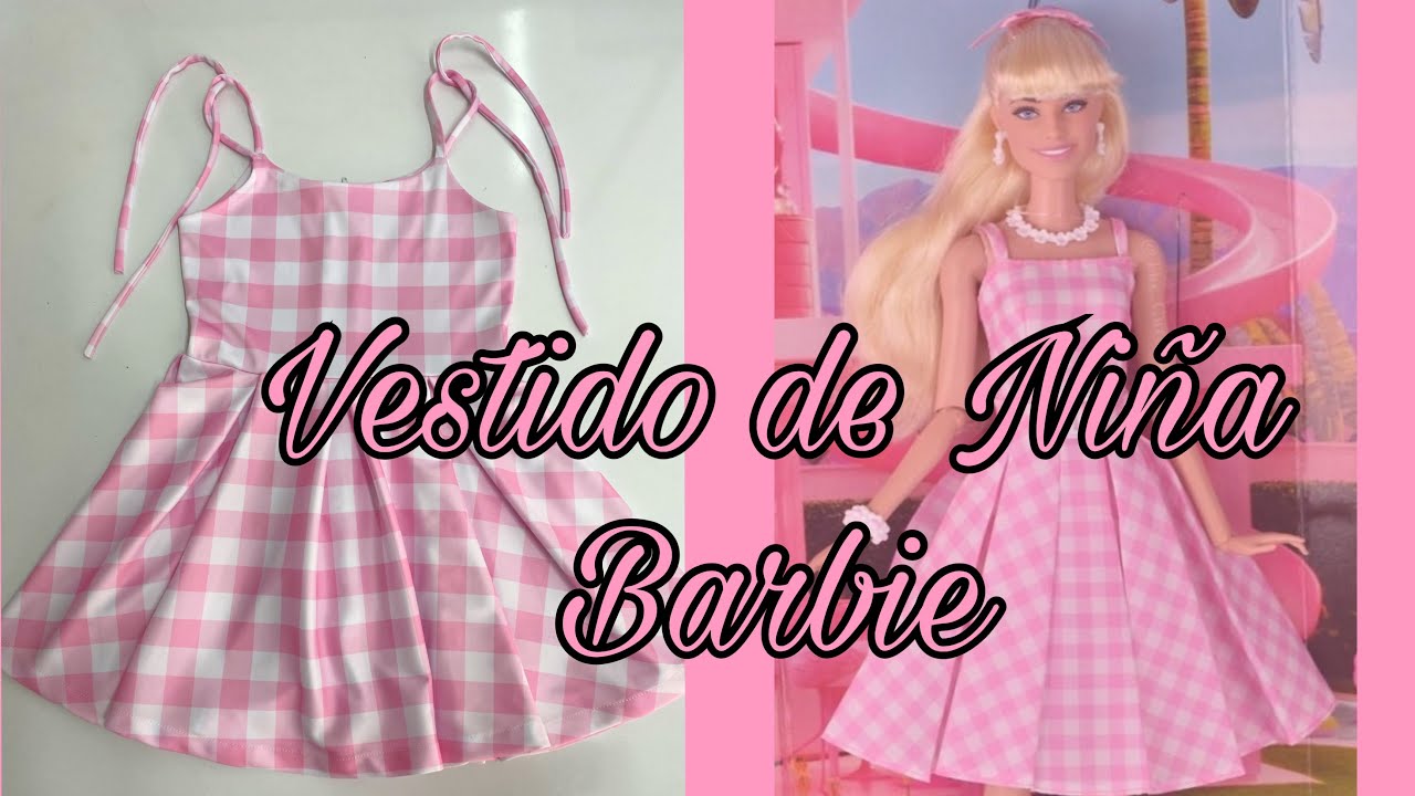 Vestido Barbie sin manga para niña