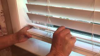 Don’t cut those strings!! How *not* to shorten your cordless 2” faux wood Venetian blinds