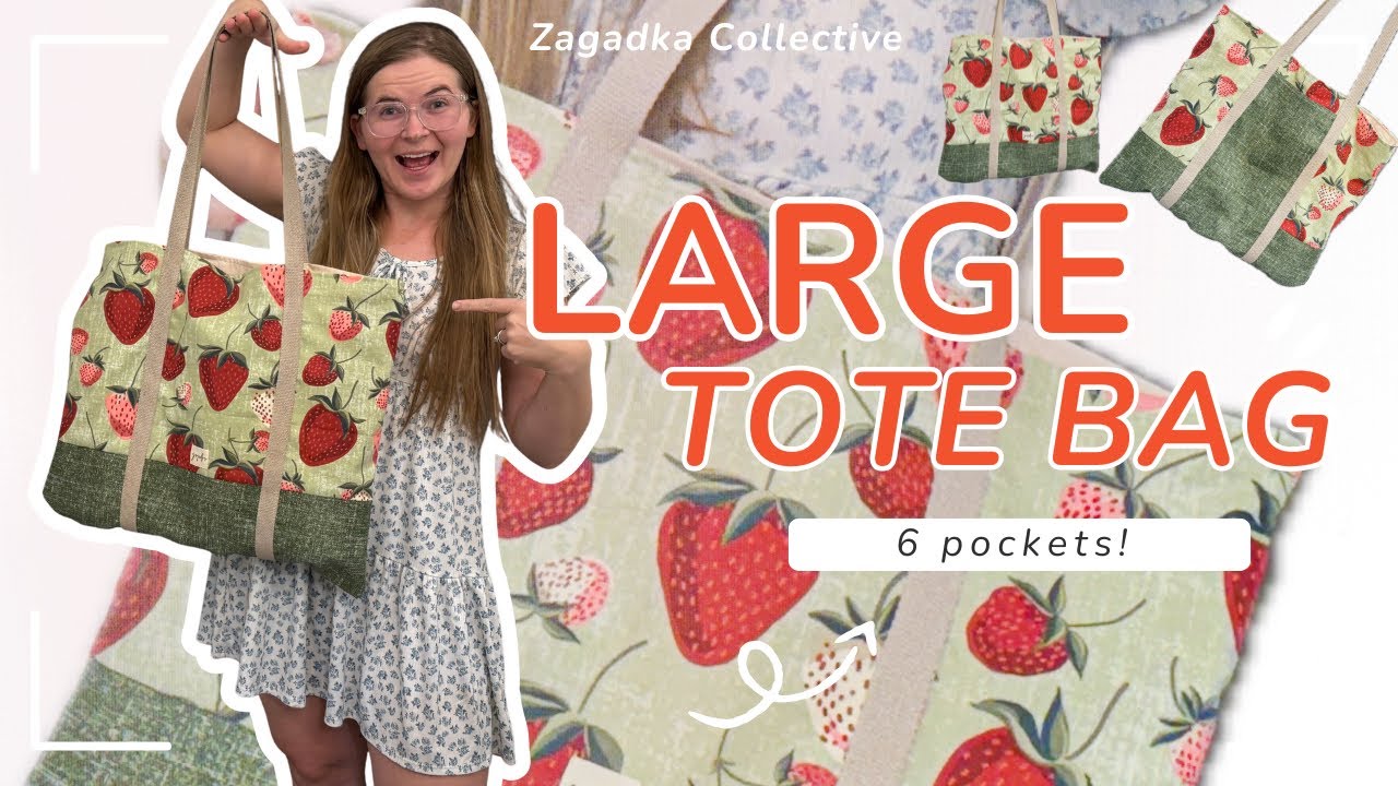 DIY Large Tote Bag With Pockets Sewing Tutorial - Step By Step with ...