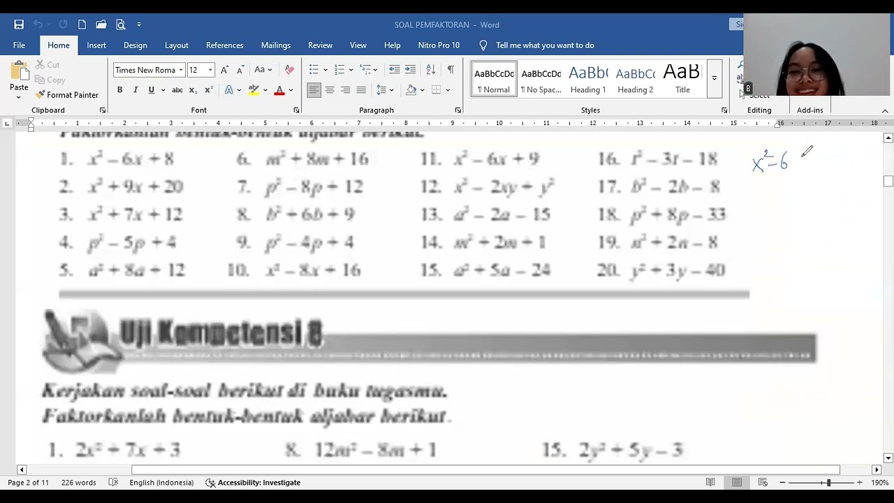 KAMIS 19 FEB 2026 BELLA SESI 2 PEMFAKTORAN