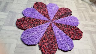 32 फंदों में बनाए Flower shape big doormat, New doormat design #homemade #easytrick