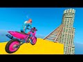 Spider-Man and Heroes Climbing on Top of the Tall Building on Motorbikes - GTA 5