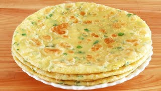 The green onion cake is soft and multilayered, and it is easy to cook in 1 minute!