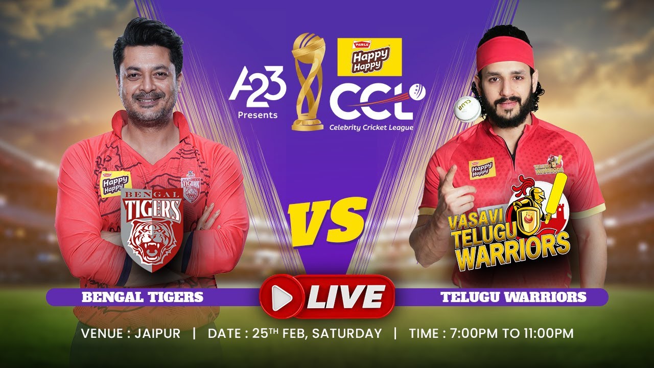 CCL 2023 LIVE - Bengal Tigers vs Telugu Warriors Match 6 #A23Rummy #HappyHappyCCL