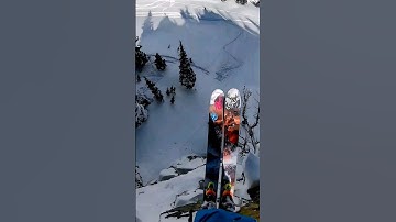hitting a massive cliff! #skiing #extreme #cliff