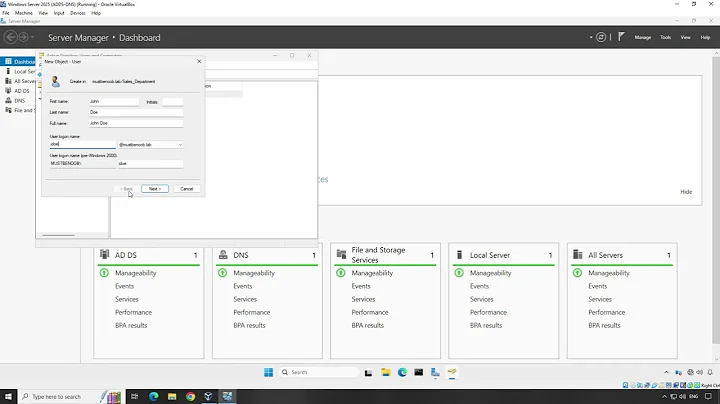 8. Create Users, Groups and OU in Windows Server 2025 AD