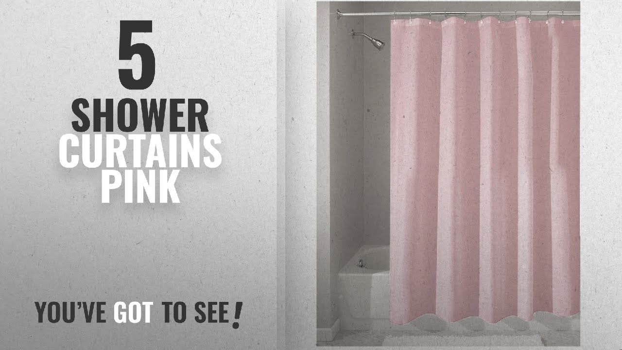 Top 10 Shower Curtains Pink [2018]: InterDesign Mildew-Free Water-Repellent Fabric Shower Curtain,
