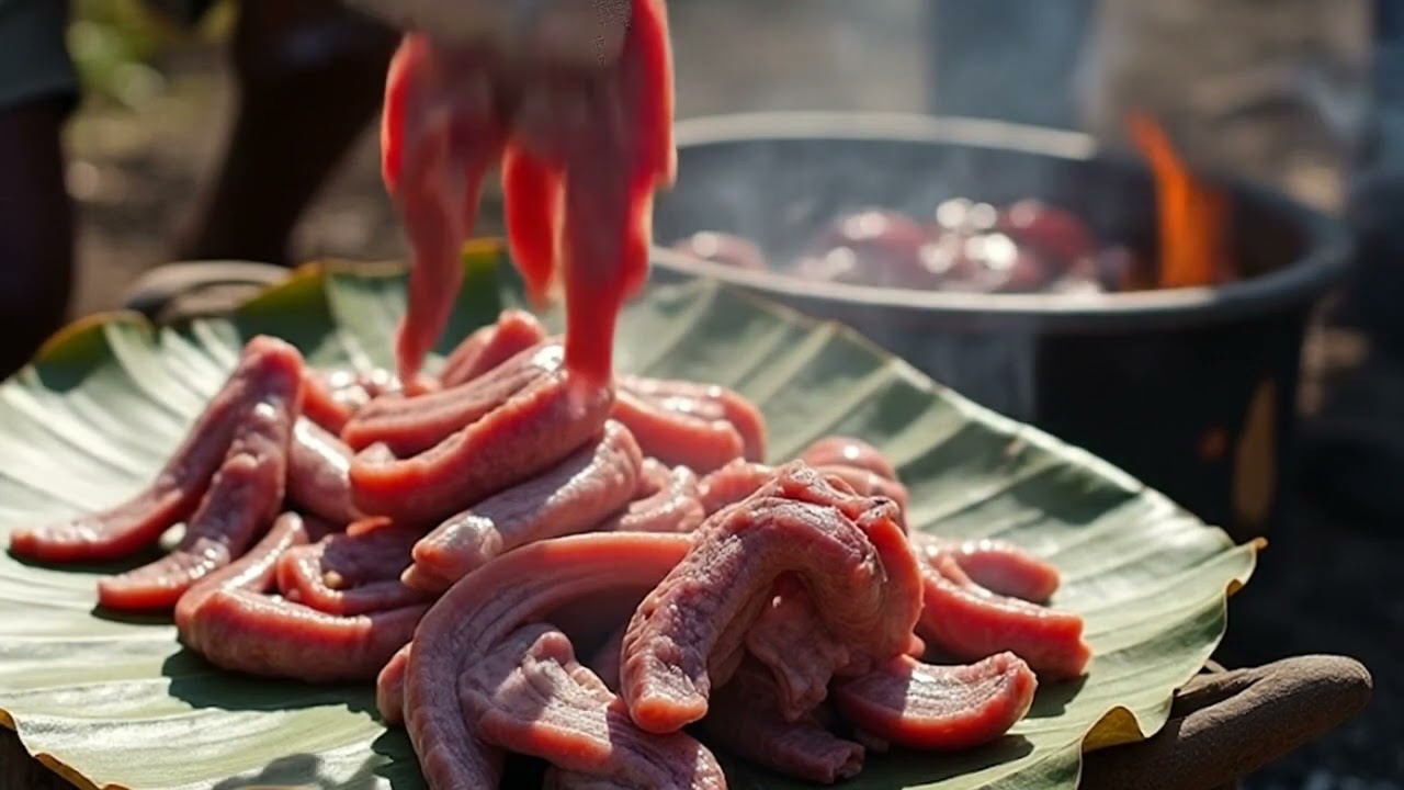 Real-Time Tribal Feast Preparation | Primitive Cooking Skills