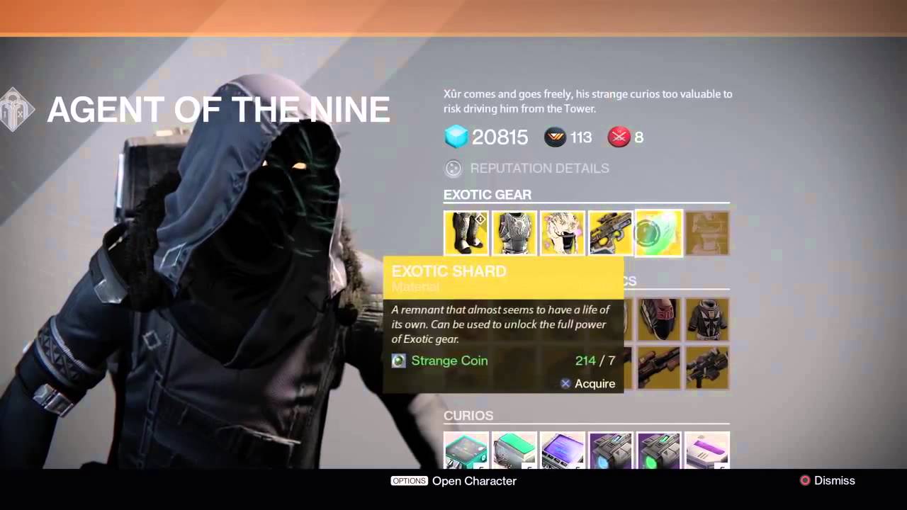 Destiny - Xur Location and Exotic Items April 24