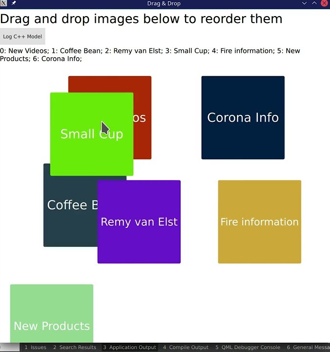 Qml Listview reorder C++ model via Drag and Drop - YouTube