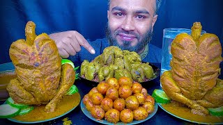 ASMR EATING SPICY DOUBLE WHOLE CHICKEN CURRY,EGG CURRY,BROWN BASMATHI RICE,GREEN CHILLI *FOOD VIDEOS
