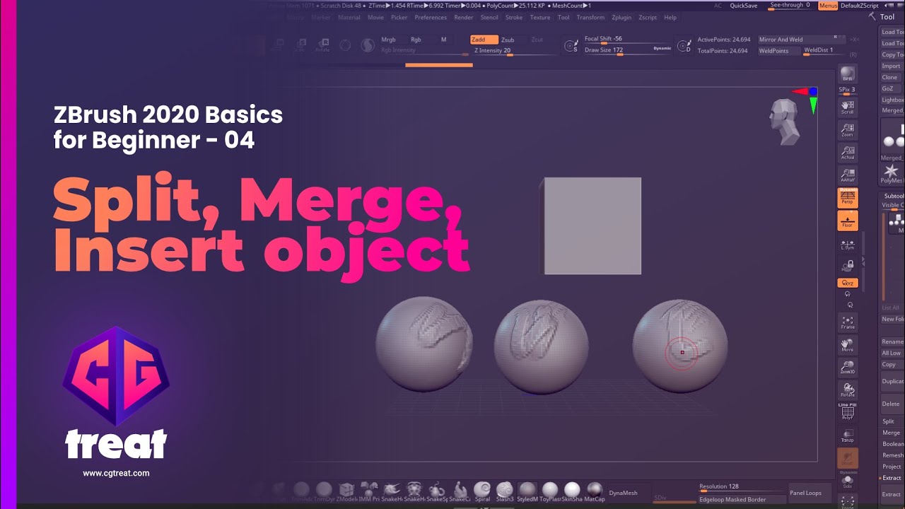 merge zbrush objects