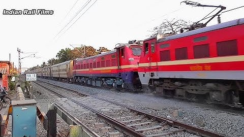 Fast & Furious Speedy Red Beast Twin WAP-4 Loco Led Howrah-Malda Intercity Express Between Railgate