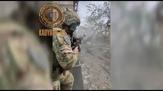 Troops from Chechnya working in Popasnaya, LPR