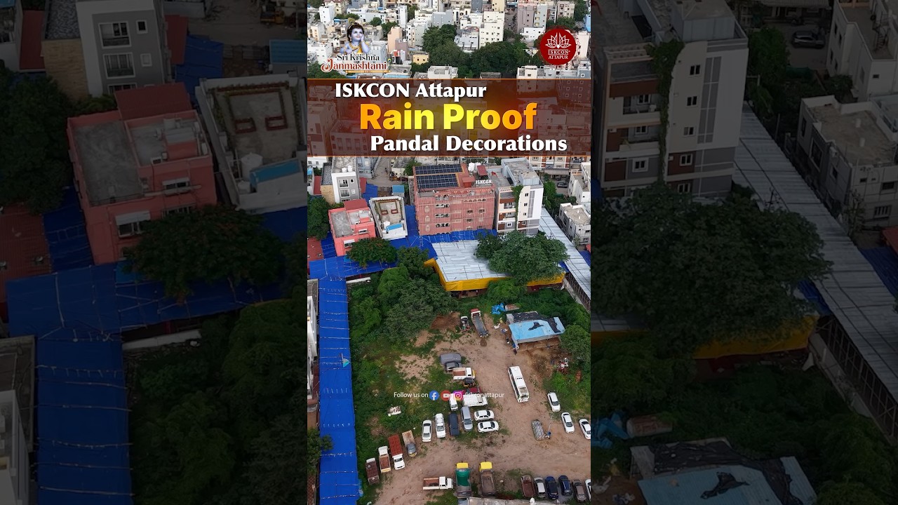 Rainproof Pandal Decorations at ISKCON Attapur | For Sri Krishna Janmashtami 2026 #krishna #iskcon