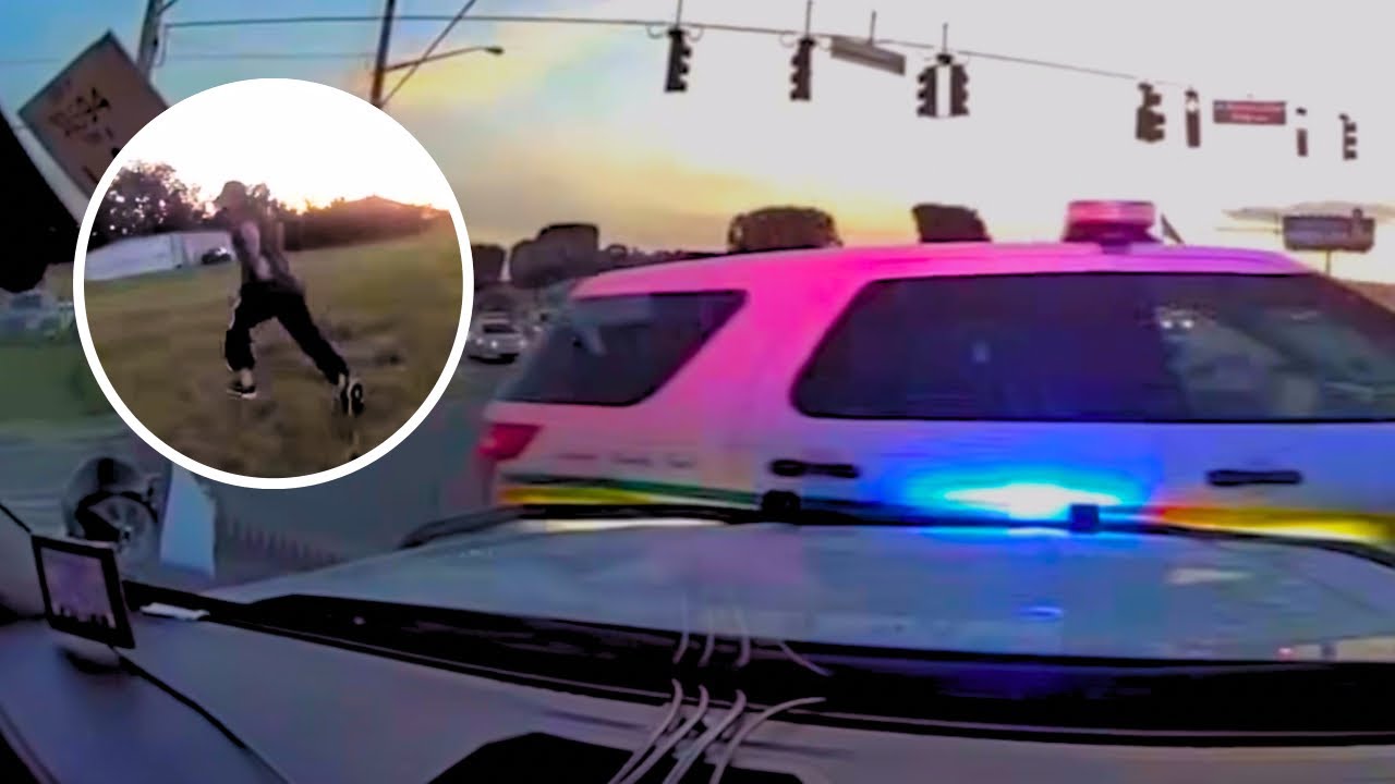 Crazy Man Steals Police Car - YouTube