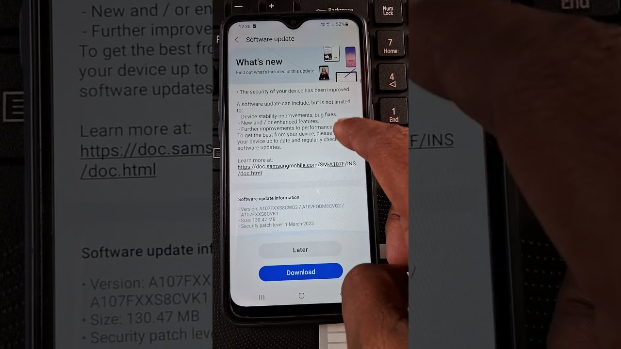 Samsung Galaxy A10s New Software Update March 2023 Security Patch Shorts
