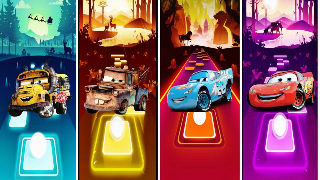 Speed Legends Clash in Tiles Hop | Miss Fritter 🆚 Dinoco vs McQueen 🆚 Mater