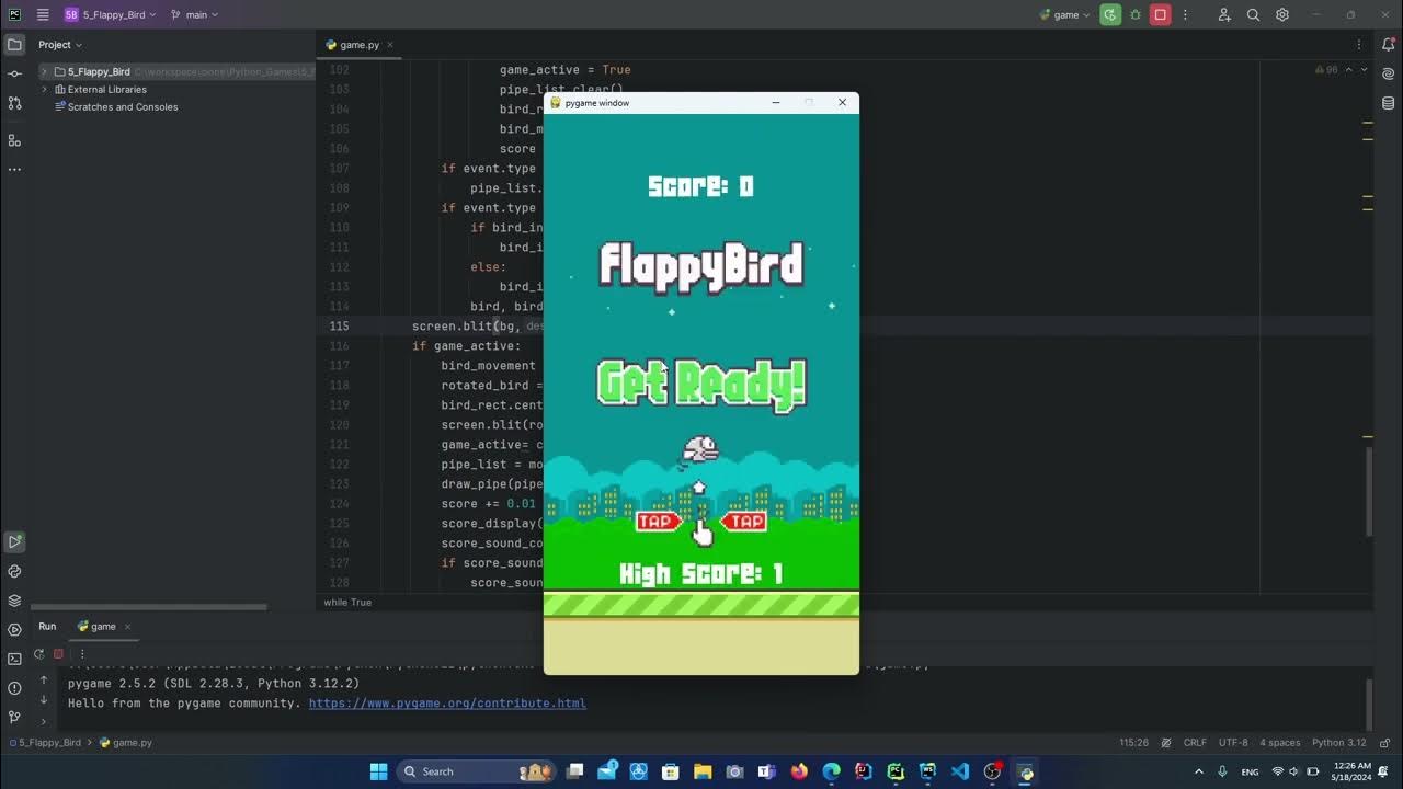 Flappy-Bird-Python - YouTube