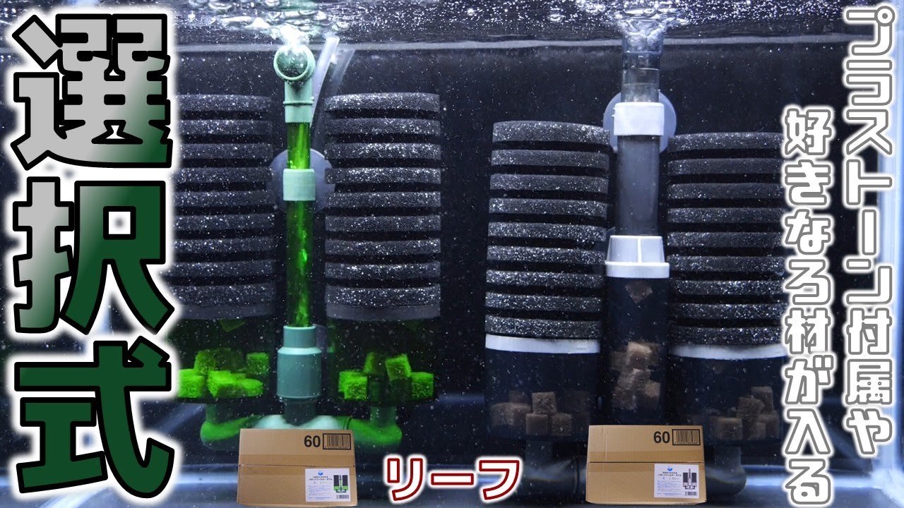 スポンジフィルター】ろ材ケースが2～3個あるろ過器。プラストーンを中