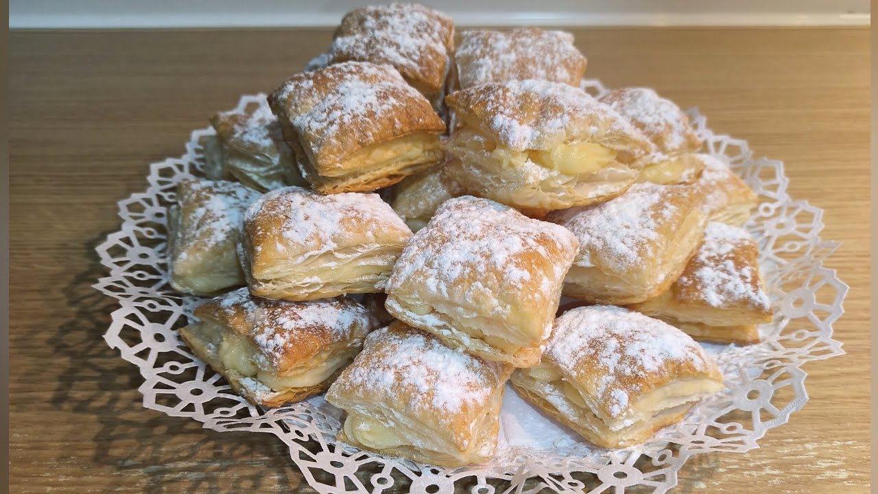 MIGUELITOS DE HOJALDRE RELLENOS DE CREMA • Receta paso a paso