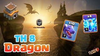 TH 8 Dragon Attack Strategy | New Lightning Spell TH 8 Strategy | cLan MahaRdika | Clash of Clans