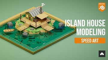 Low poly world 3D Modelling blender | Island House | Speed Art  #lowpolyart  #blender3d