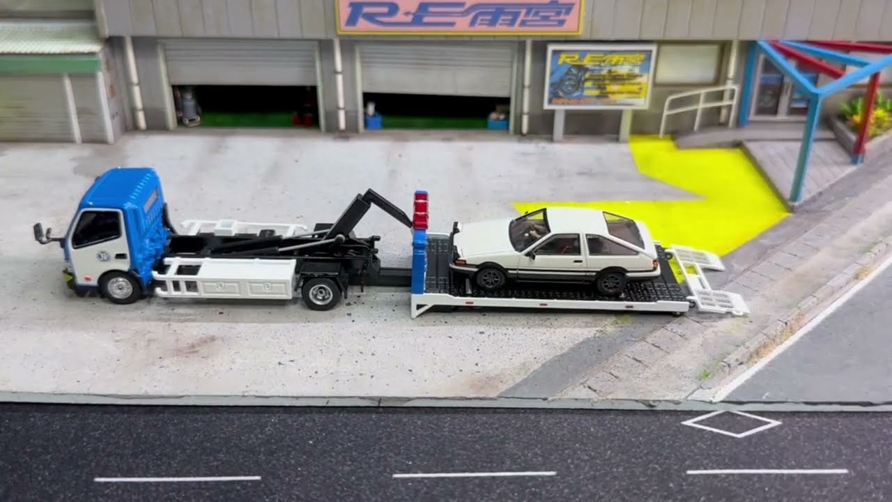 え*い様 1/64 JAF HINO 300 TOW TRUCK FLATBED Unique Model Hino 300 Tow Truck JAF 1:64 scale - YouTube