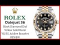 ▶ Rolex Datejust 36 Yellow Gold/Steel Black Diamond Dial Gold Bezel Jubilee Bracelet - REVIEW 126233