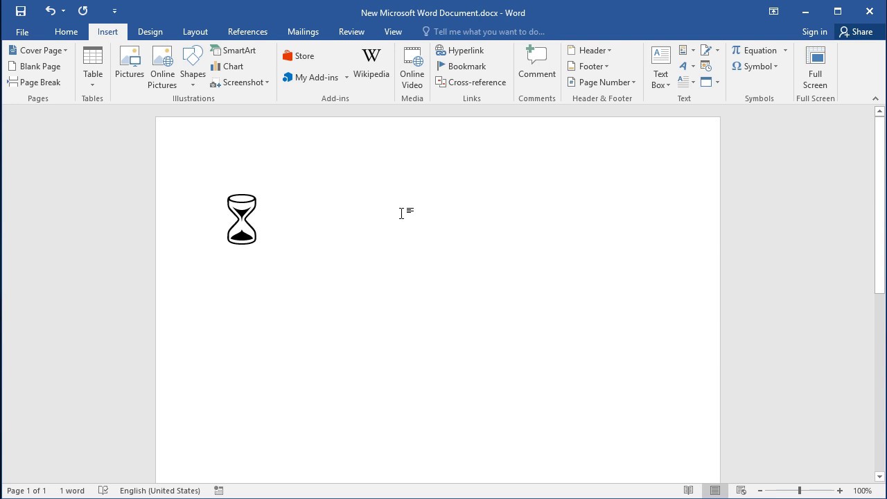 How to insert hourglass symbol in Word YouTube