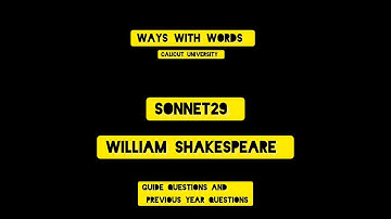 Sonnet 29 Malayalam explanation | BA English Calicut University | ways with words