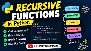 Recursive Functions in Python🔁| Recursion Explained with Factorial & Fibonacci | Interview Questions
