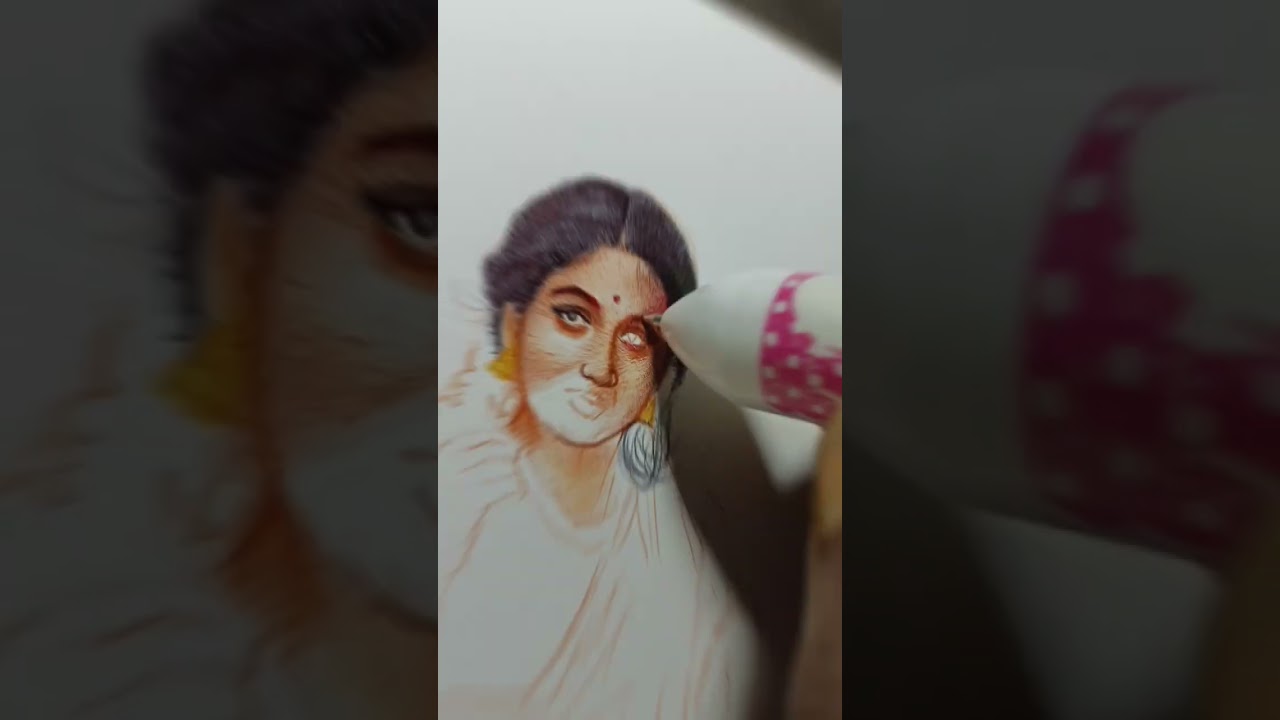 women drawing brushpen 