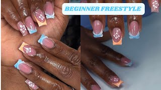 Airbrushed 3D French | Beginner Freestyle | Classy Nails