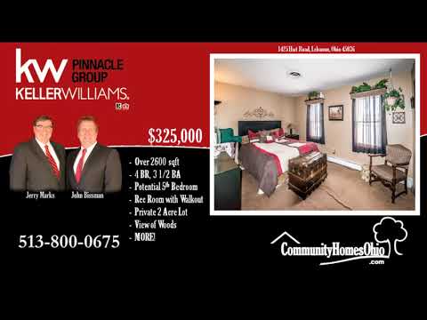 4 Bed 3.5 Bath Home on 2 Acre Wooded Lot 1425 Hart Rd, Lebanon, OH home video tour