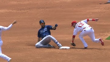 TB@LAA: Maybin fires a strong throw to nab Souza Jr.