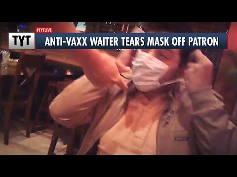 Anti-Vaxx Waiter TEARS Mask Off Patron