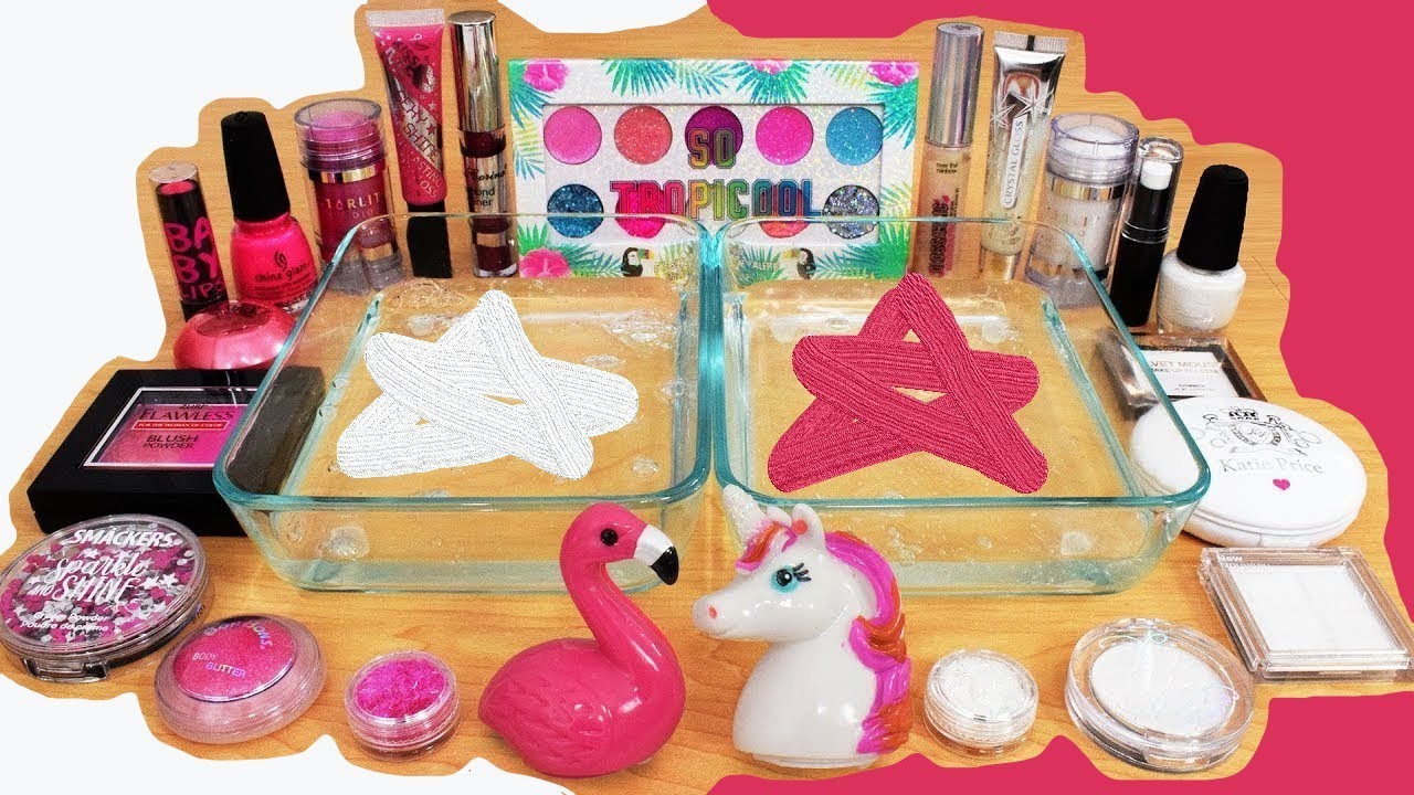 White vs Pink Mixing Makeup Eyeshadow Into Satisfying Slime Video #20