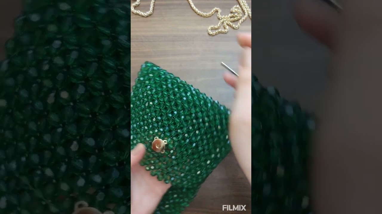 Cantaya maqnitin birleşdirilmesi. Boncuk cantaya mıqnatısın birlesdirilmesi. Beads bag