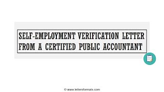How to Write a Self Employment Verification Letter from a CPA Certified Public Accountant